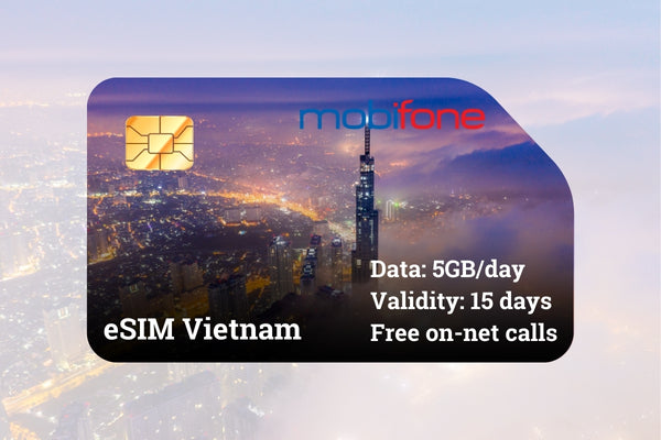 Vietnam eSIM Mobifone - 5GB/day for 15 days - Free on-net calls & SMS