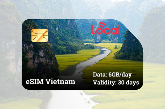 Vietnam eSIM - LOCAL / Mobifone – Daily 6GB for 30 days - FREE 500 minutes on-net calls