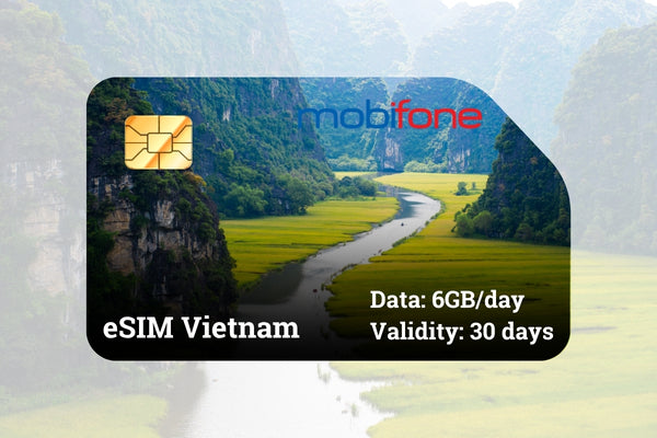 Vietnam eSIM - LOCAL / Mobifone – Daily 6GB for 30 days - FREE 500 minutes on-net calls