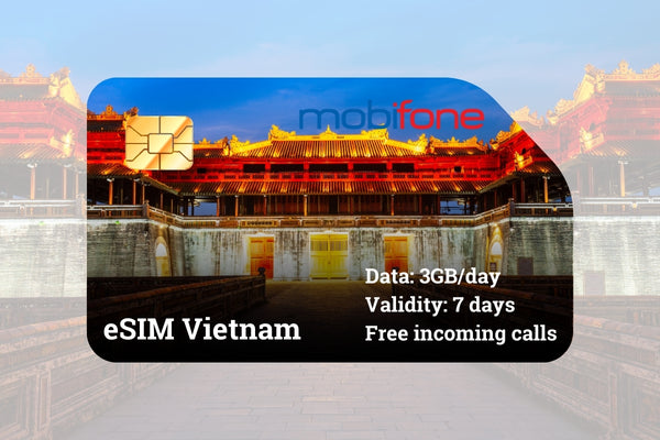 Vietnam eSIM Mobifone - 3GB/day for 7 days - Free incoming calls