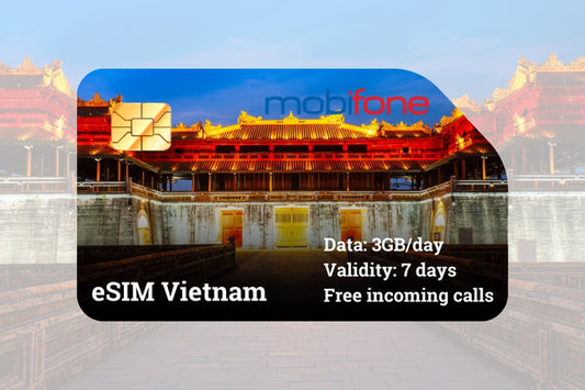 Vietnam eSIM Mobifone - 3GB/day for 7 days - Free incoming calls