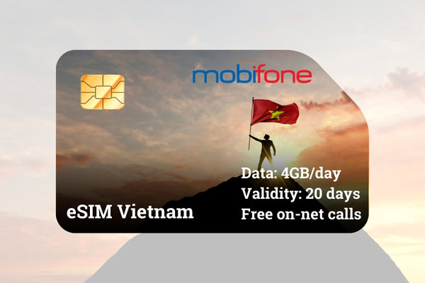 Vietnam eSIM Mobifone - 4GB/day for 20 days - Free on-net calls & SMS