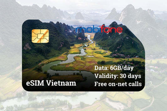 Vietnam eSIM Mobifone - 6GB/day for 30 days - Free on-net calls & SMS