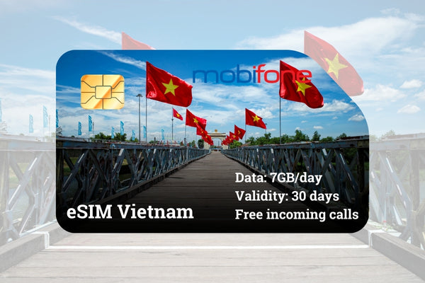 Vietnam eSIM Mobifone - 7GB/day for 30 days - Free incoming calls