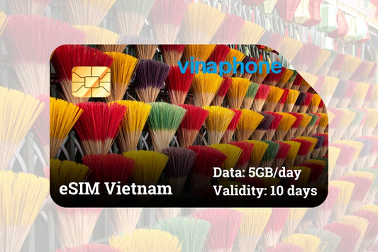 Vietnam eSIM 10 Days - Daily 5GB - Free Vinaphone network calls