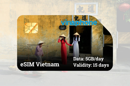 Vietnam eSIM 15 Days - Daily 5GB - Free Vinaphone network calls